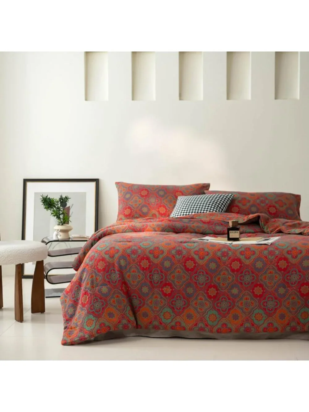 Soft Lightweight 100% Cotton Muslin Comforter Set, Rustic Floral Print